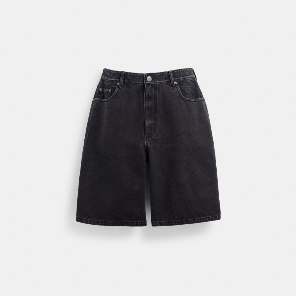 Coach Black Denim Shorts In Organic Cotton Pretas Azuis | COH866948