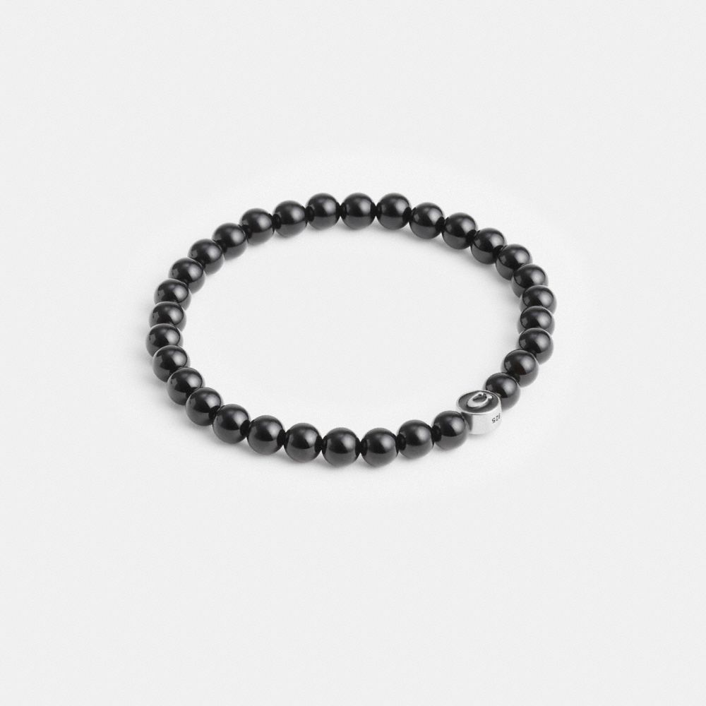 Coach Black Onyx Beaded Bracelet Prateadas Pretas | COH867026