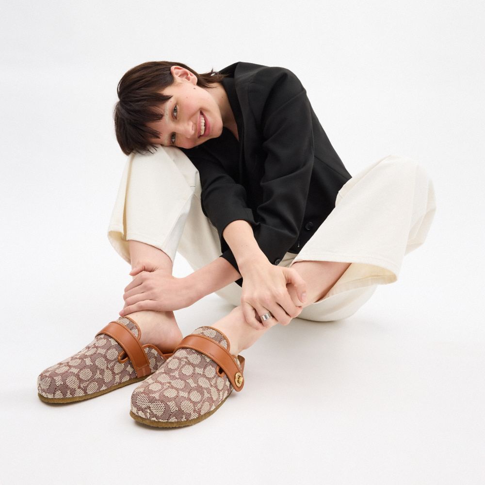 Coach Blake Clog In Signature Textile Jacquard Marrom | COH865807
