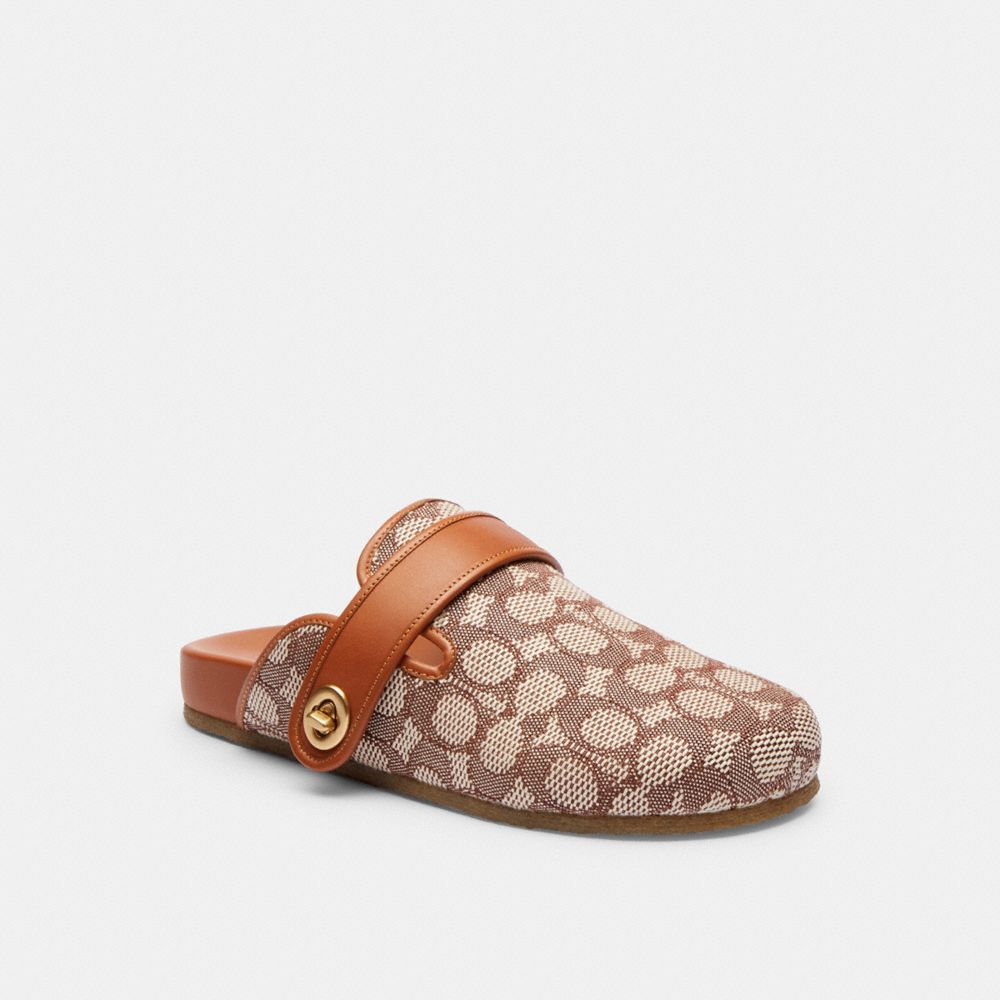 Coach Blake Clog In Signature Textile Jacquard Marrom | COH865807