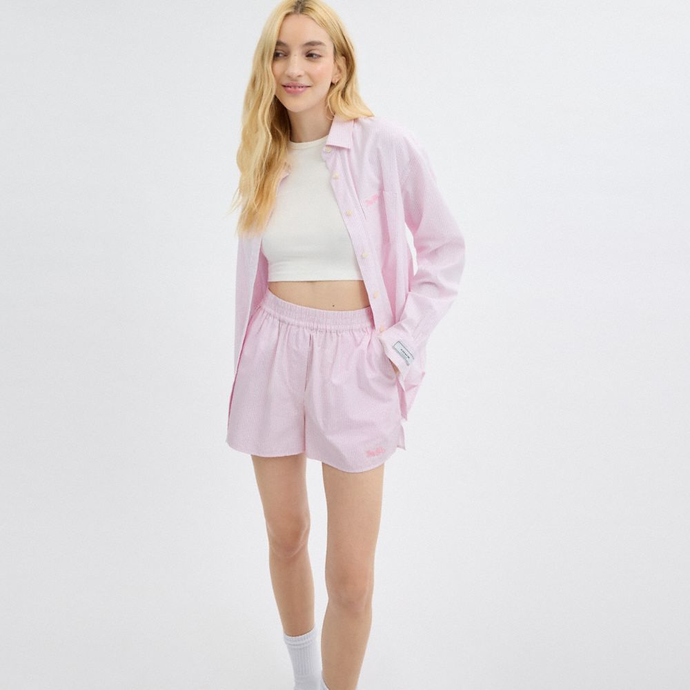 Coach Boxer Shorts In Organic Cotton Rosa Branco | COH866048
