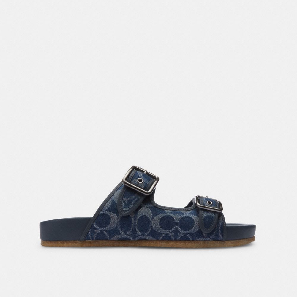 Coach Buckle Strap Sandal In Signature Denim Azuis | COH866848