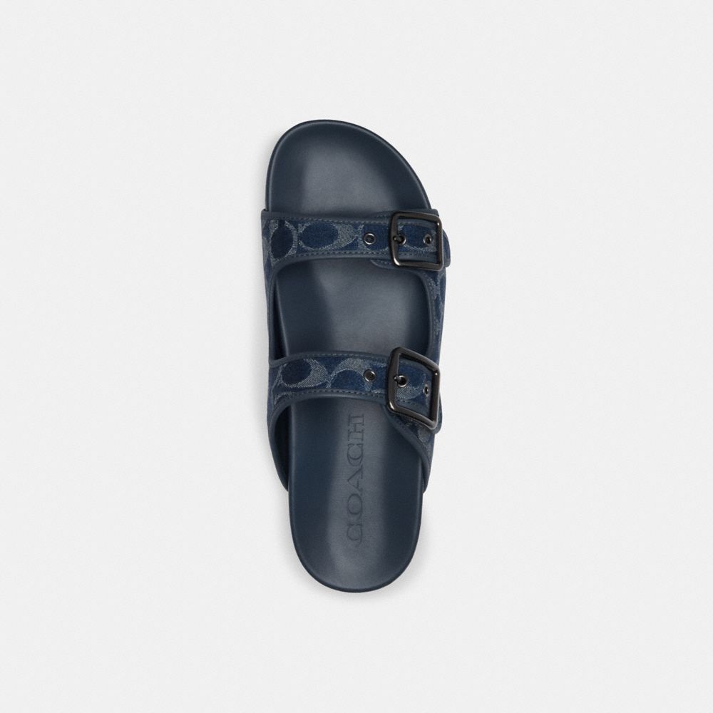 Coach Buckle Strap Sandal In Signature Denim Azuis | COH866848
