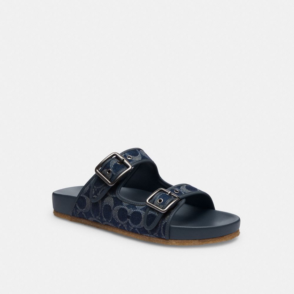 Coach Buckle Strap Sandal In Signature Denim Azuis | COH866848