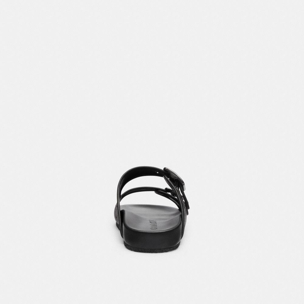 Coach Buckle Strap Sandal In Signature Jacquard Pretas | COH866850