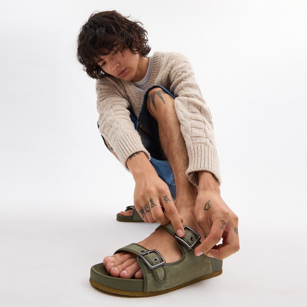 Coach Buckle Strap Sandal Verdes | COH866849