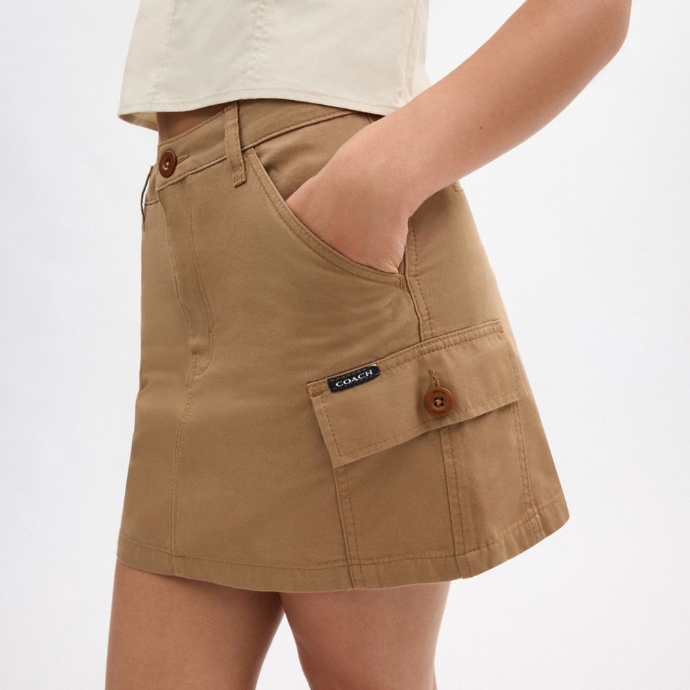 Coach Cargo Skirt In Organic Cotton Caqui | COH866050