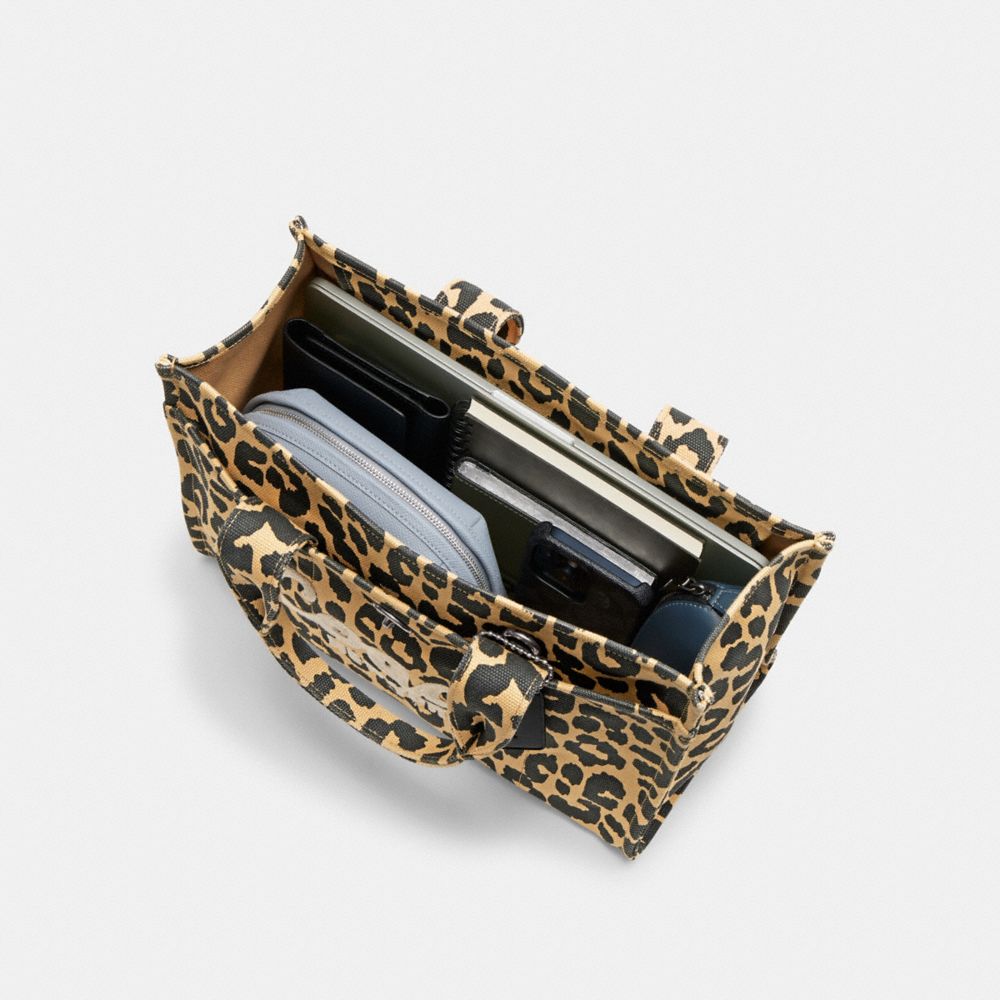 Coach Cargo Tote Bag With Leopard Print Prateadas Leopardo | COH865102
