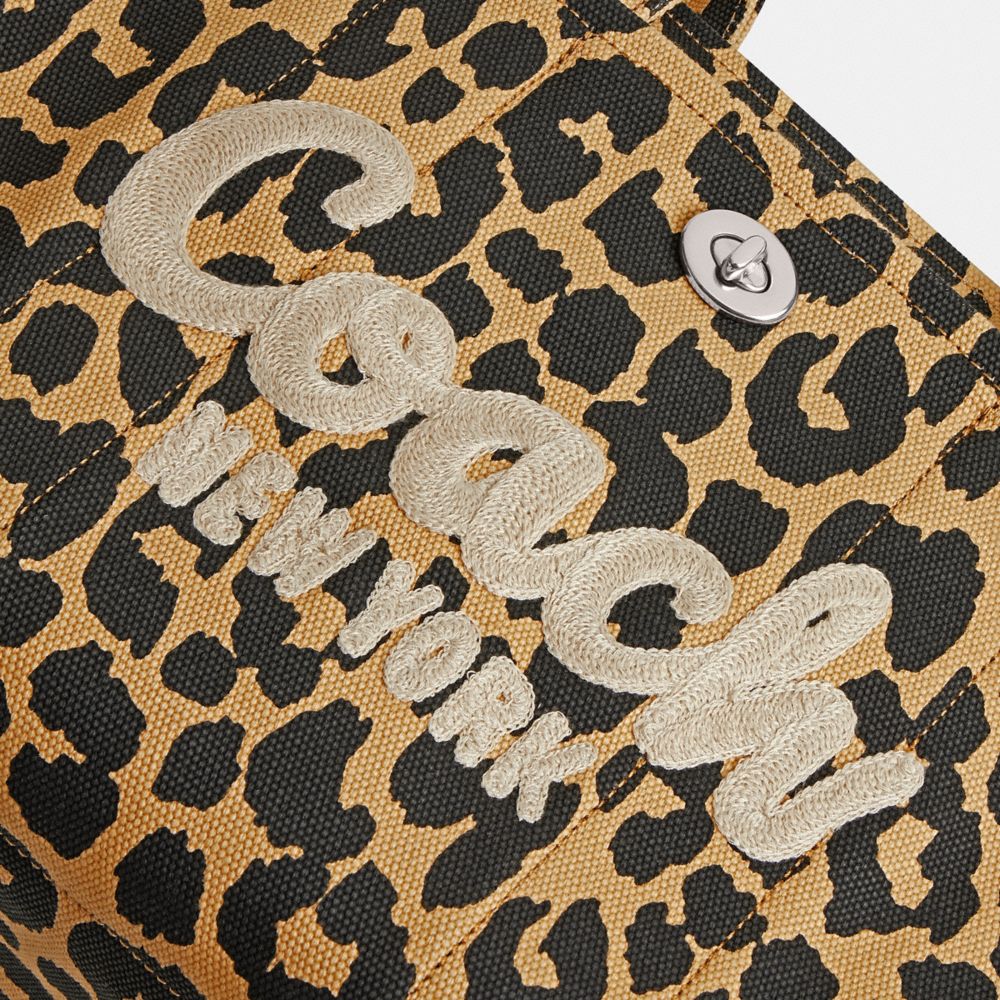 Coach Cargo Tote Bag With Leopard Print Prateadas Leopardo | COH865102