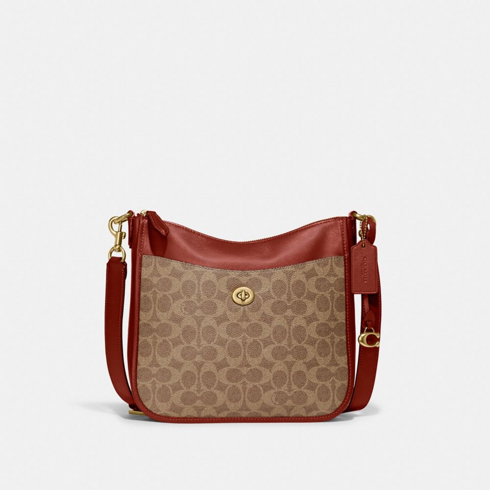Coach Chaise Crossbody Bag In Signature Canvas Marrom Vermelhas | COH865330