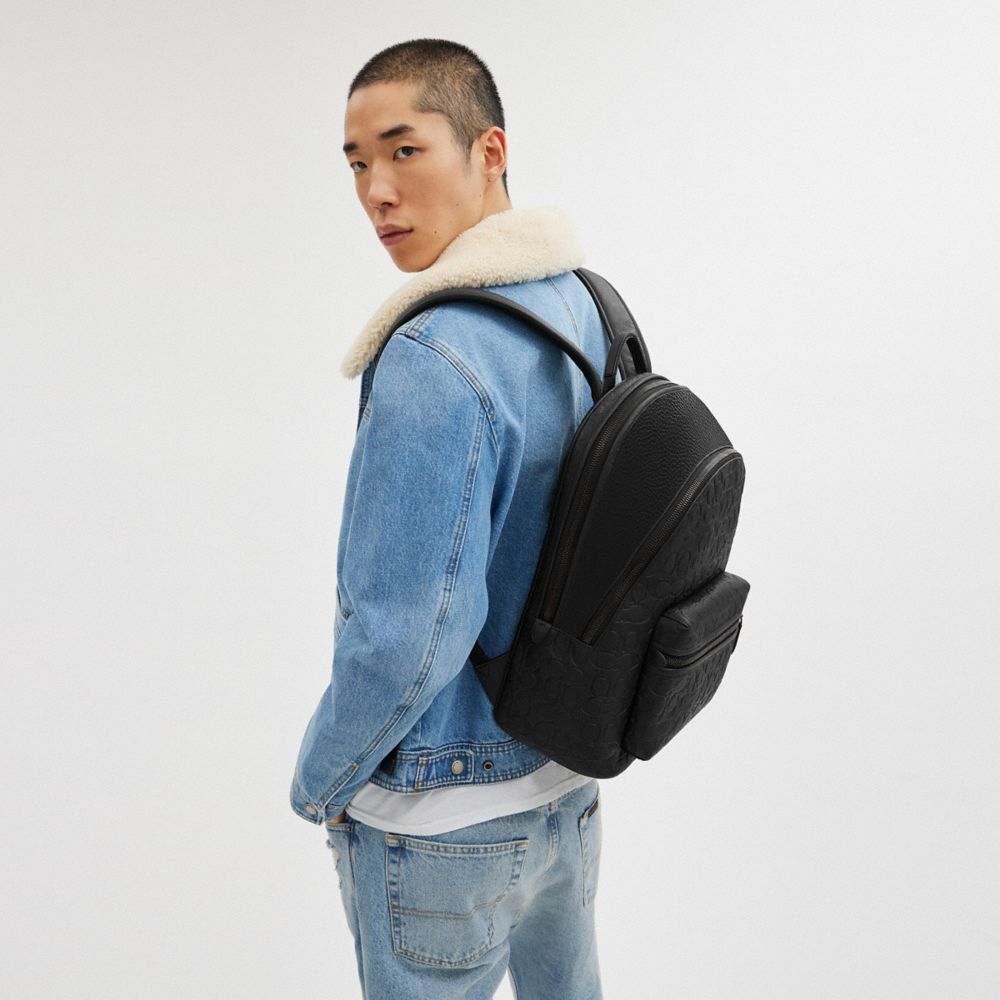 Coach Charter Backpack In Signature Leather Pretas | COH865473