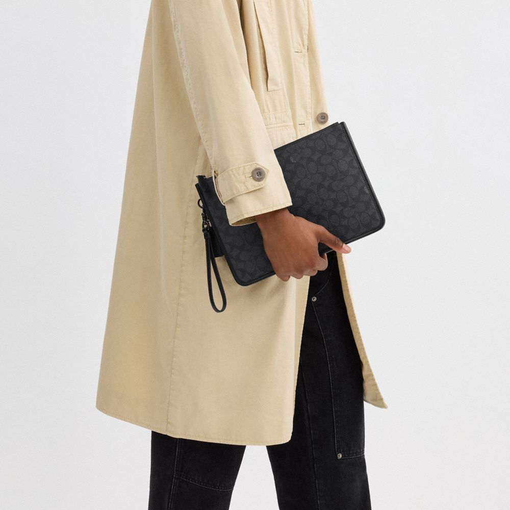 Coach Charter Pouch In Signature Canvas Cinzentas | COH866679