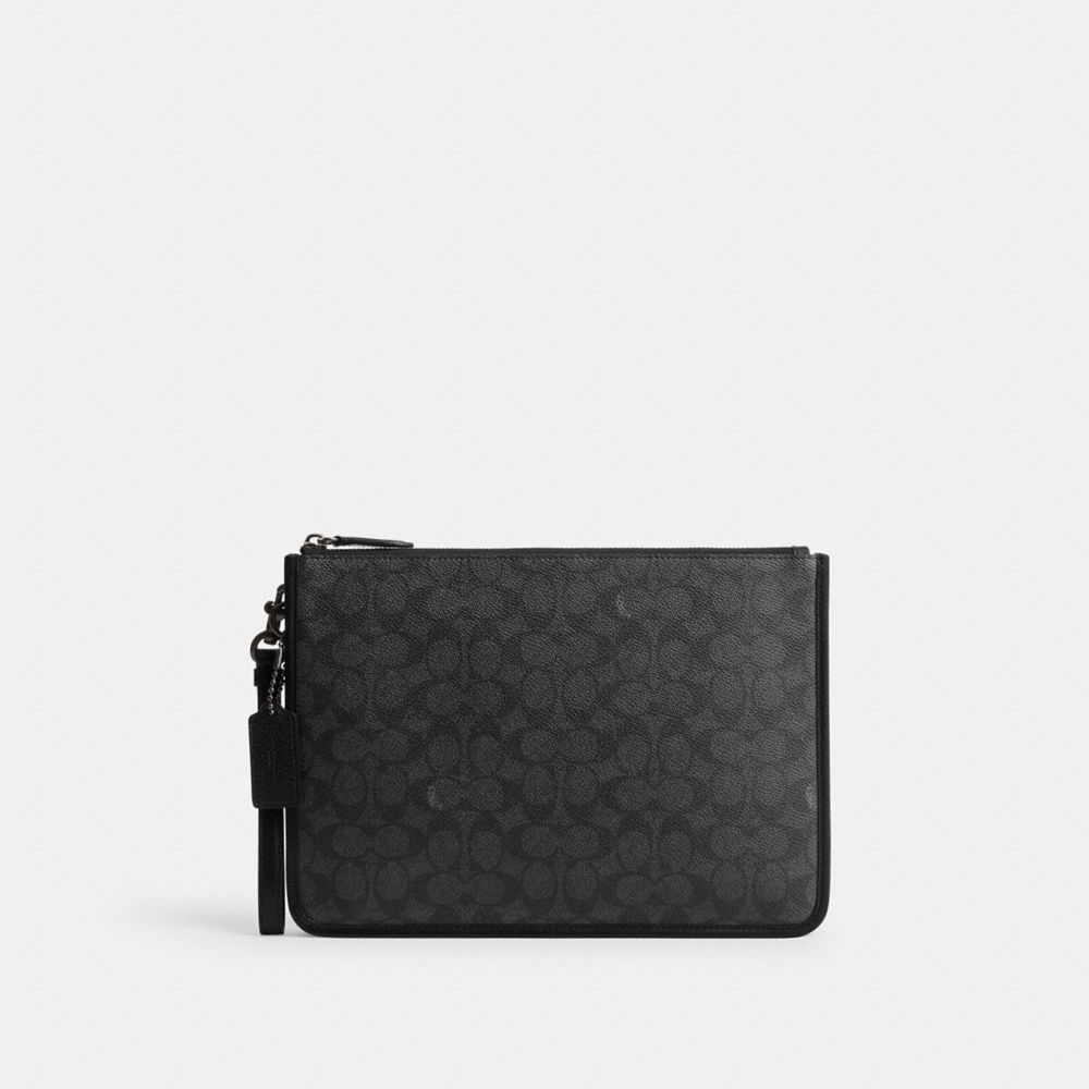 Coach Charter Pouch In Signature Canvas Cinzentas | COH866679