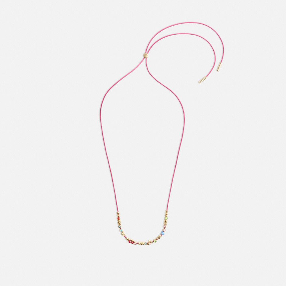 Coach Cherry And Heart Multi Charm Leather Wrap Necklace Douradas Multicoloridas | COH866211