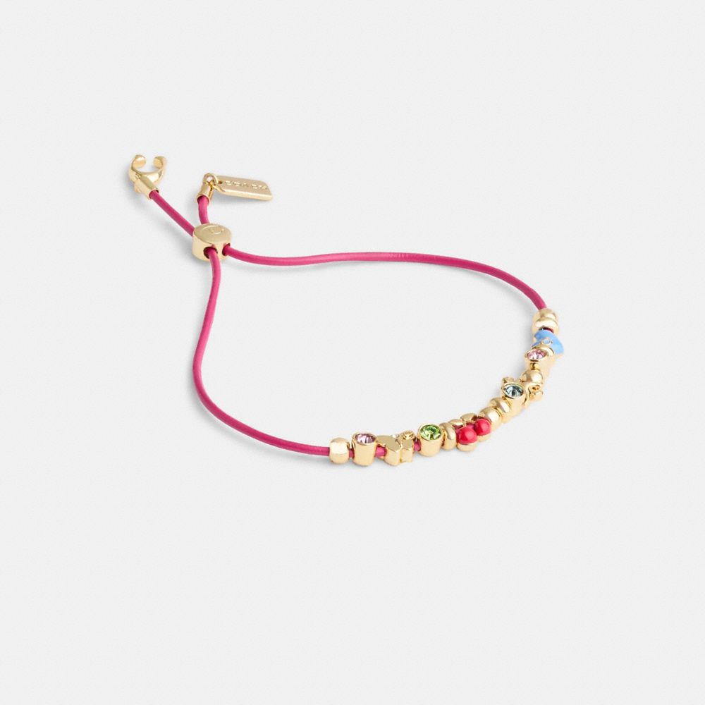 Coach Cherry And Heart Multi Charm Leather Slider Bracelet Douradas Multicoloridas | COH866228