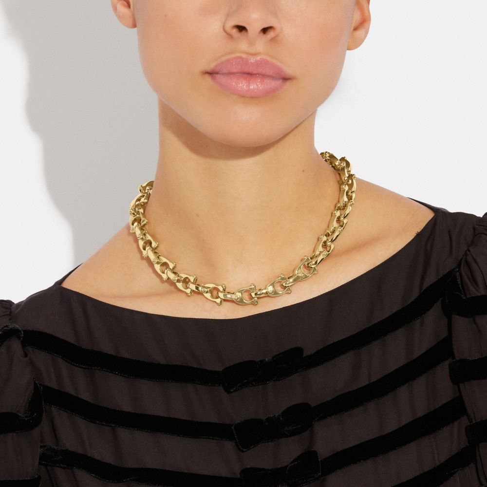 Coach Chunky Signature Chain Link Necklace Douradas | COH866160