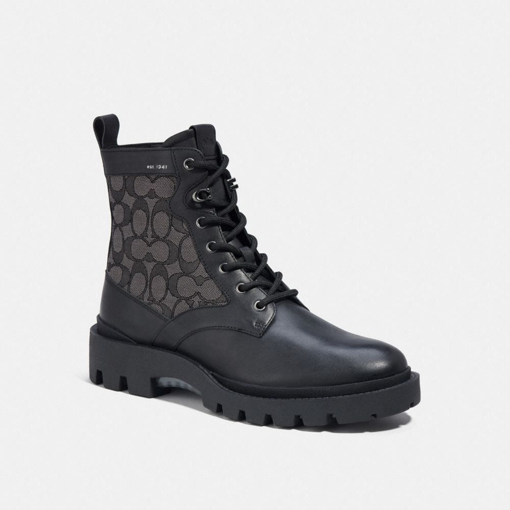 Coach Citysole Lace Up Boot In Signature Jacquard Pretas | COH866853