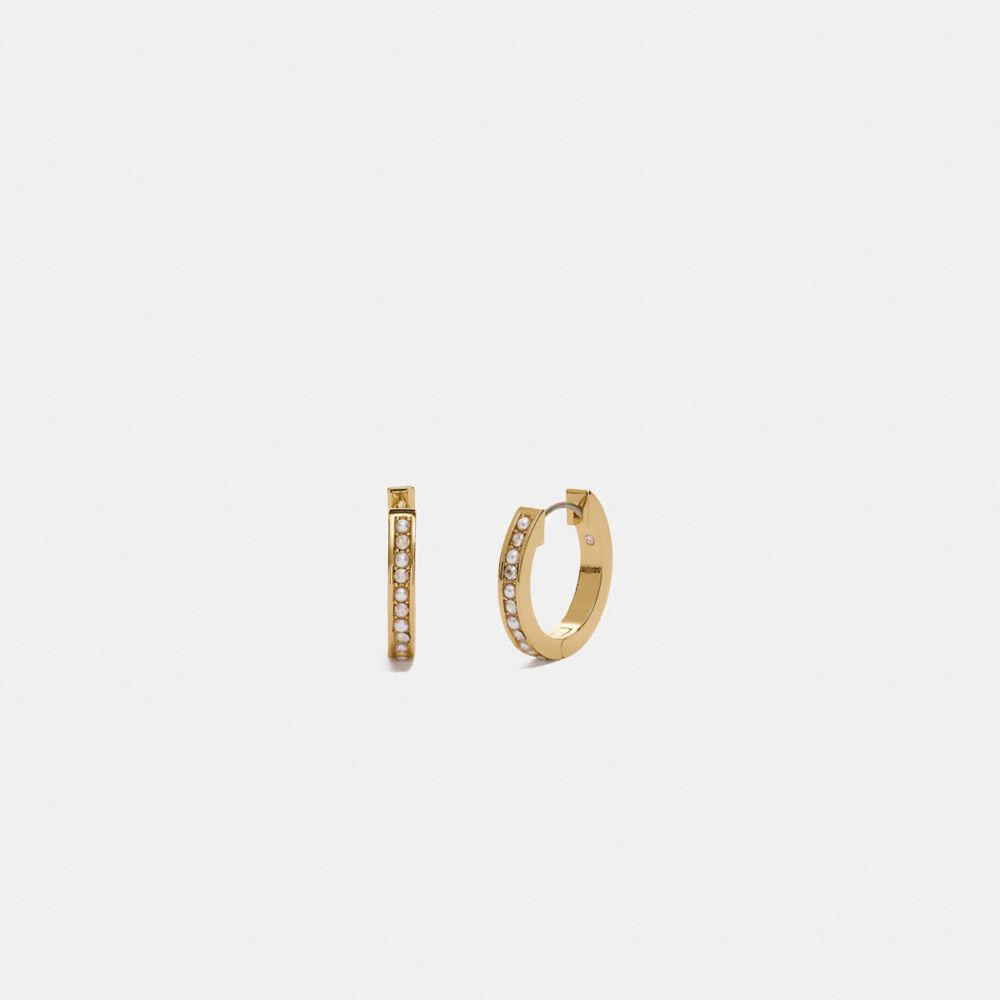 Coach Classic Crystal Pearl Huggie Earrings Douradas | COH866094