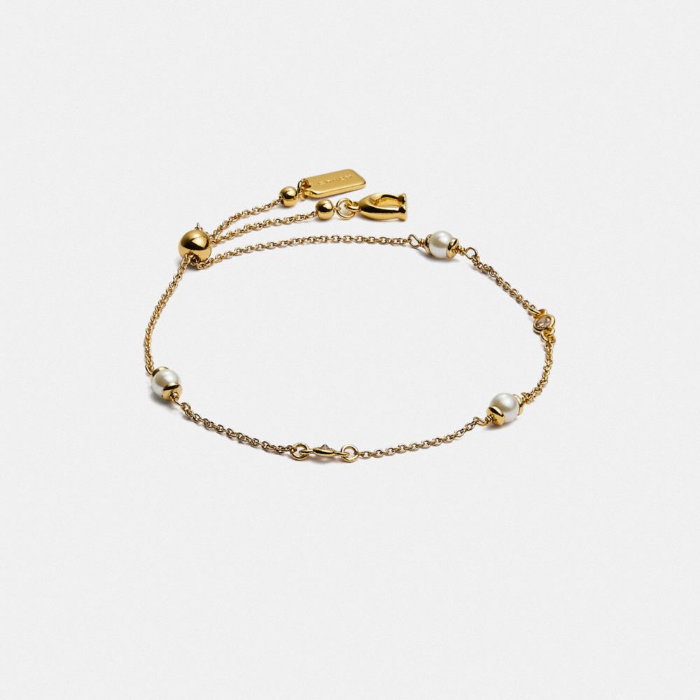 Coach Classic Crystal Pearl Slider Bracelet Douradas | COH866166