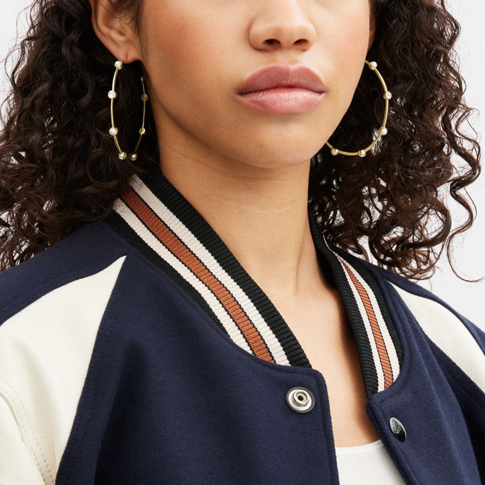 Coach Classic Pearl Large Hoop Earrings Douradas | COH866096