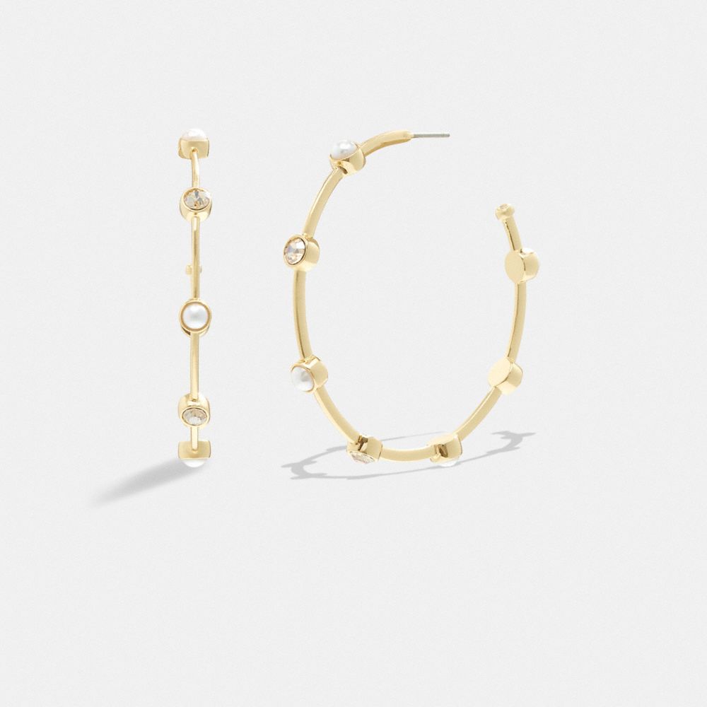 Coach Classic Pearl Large Hoop Earrings Douradas | COH866096