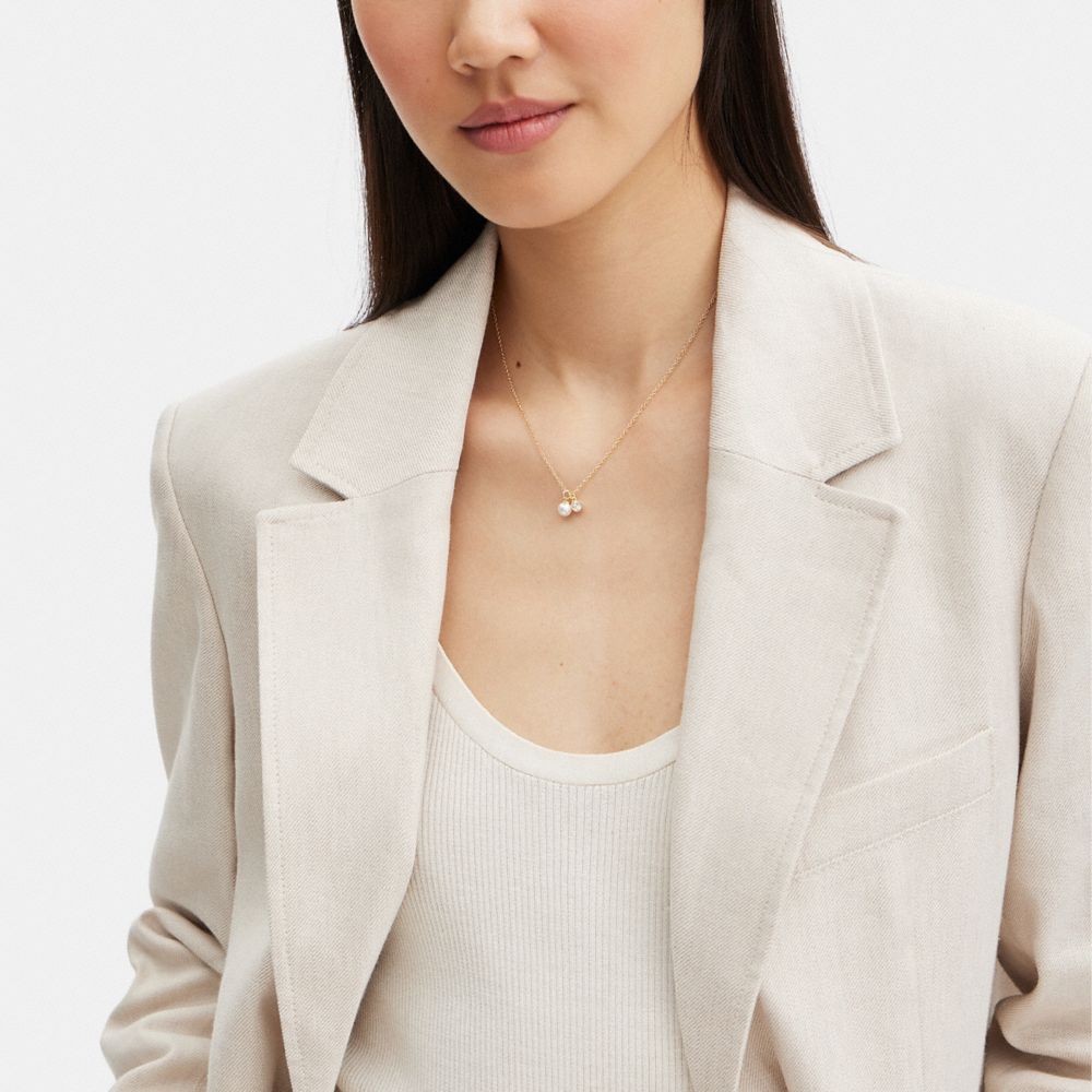 Coach Classic Pearl Pendant Necklace Douradas | COH866192