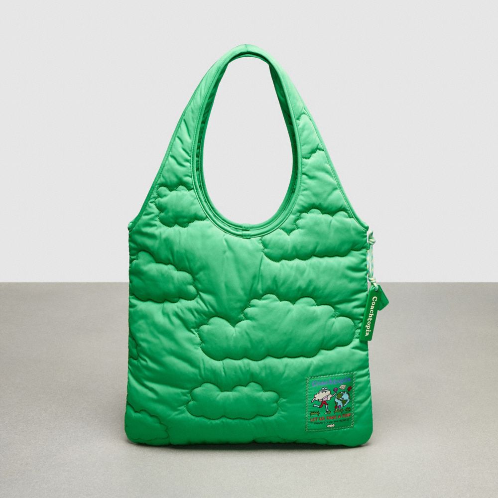 Coach Coachtopia Loop Flat Tote With Cloud Quilting Verdes | COH865005