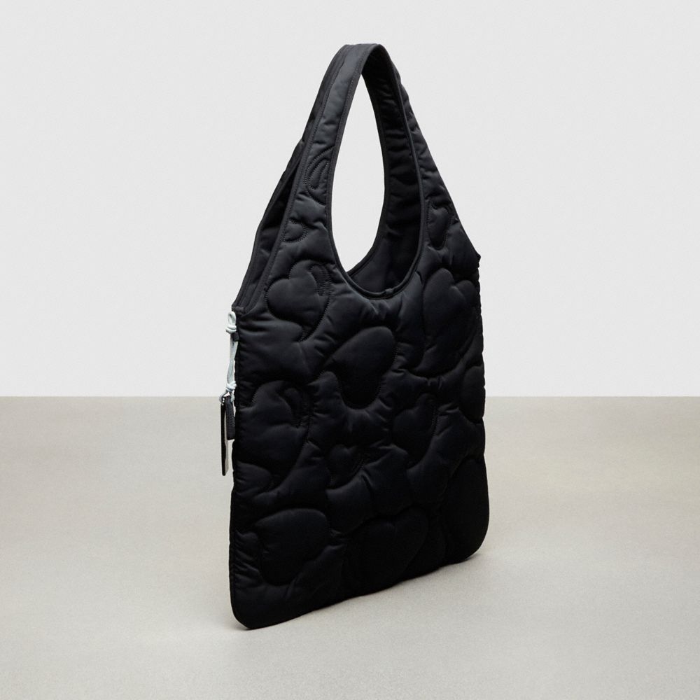 Coach Coachtopia Loop Quilted Heart Flat Tote Pretas | COH866643