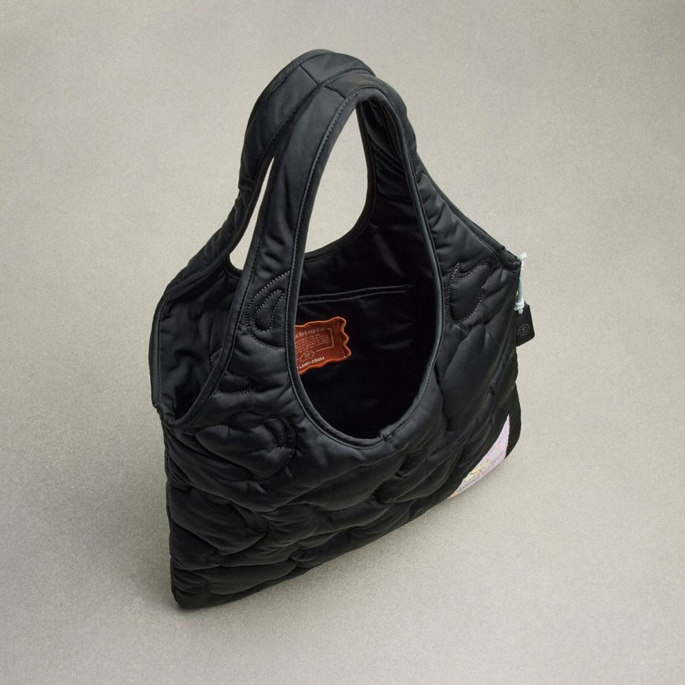 Coach Coachtopia Loop Quilted Heart Flat Tote Pretas | COH866643