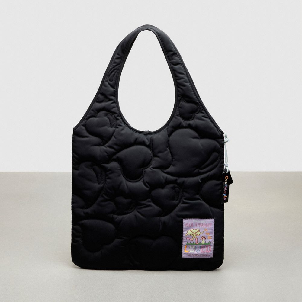 Coach Coachtopia Loop Quilted Heart Flat Tote Pretas | COH866643