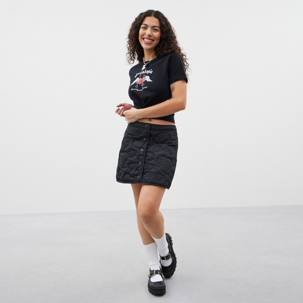 Coach Coachtopia Loop Quilted Heart Mini Skirt Pretas | COH866024