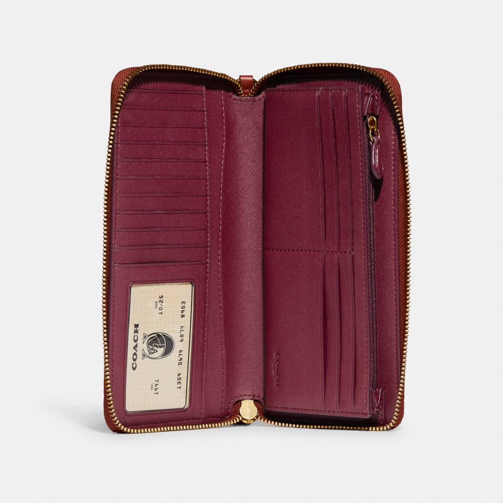 Coach Continental Wallet In Signature Canvas Marrom Vermelhas | COH865514