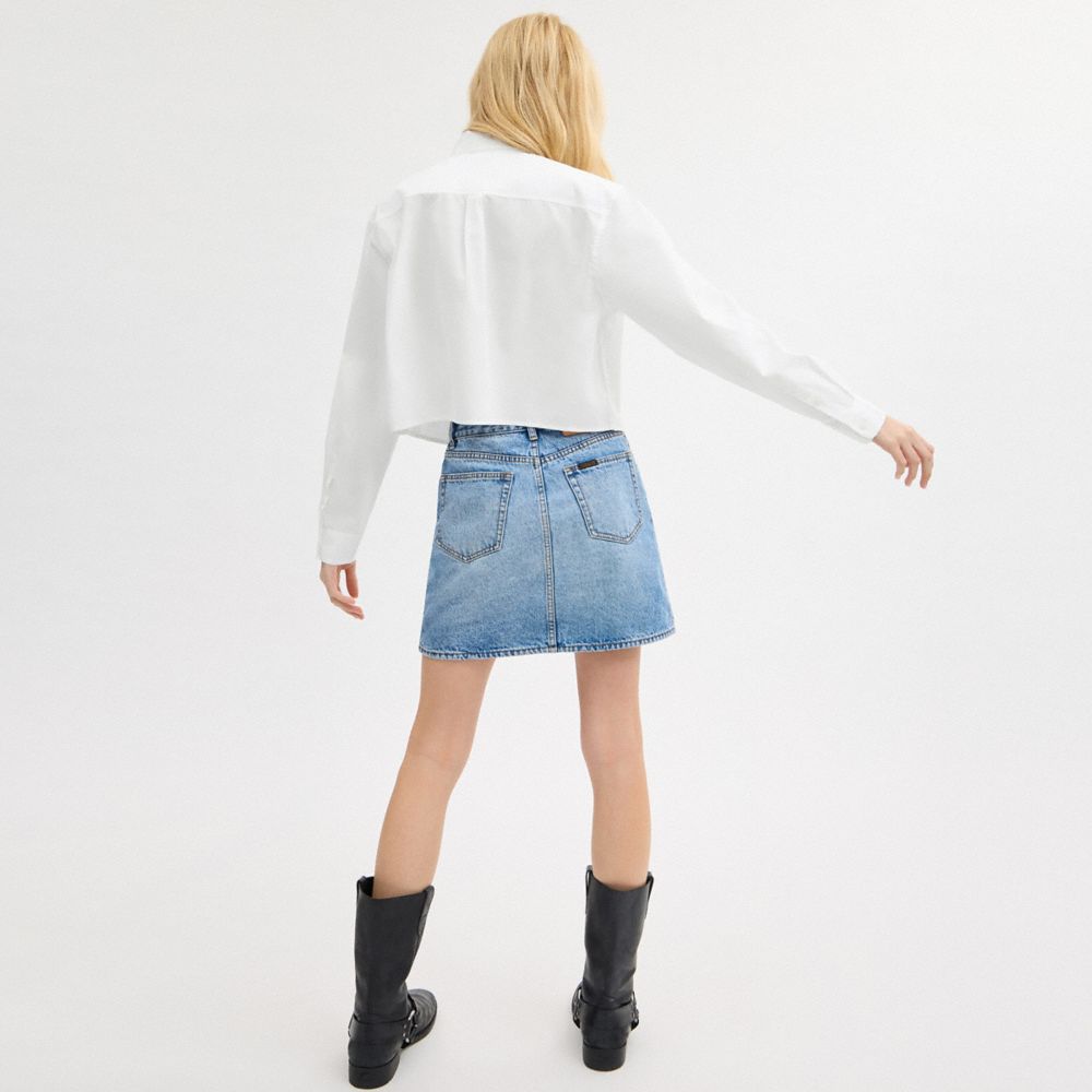 Coach Cropped Button Up Shirt Branco | COH865983