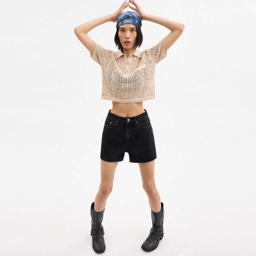 Coach Cropped Knit Polo Top Amarelas | COH865952