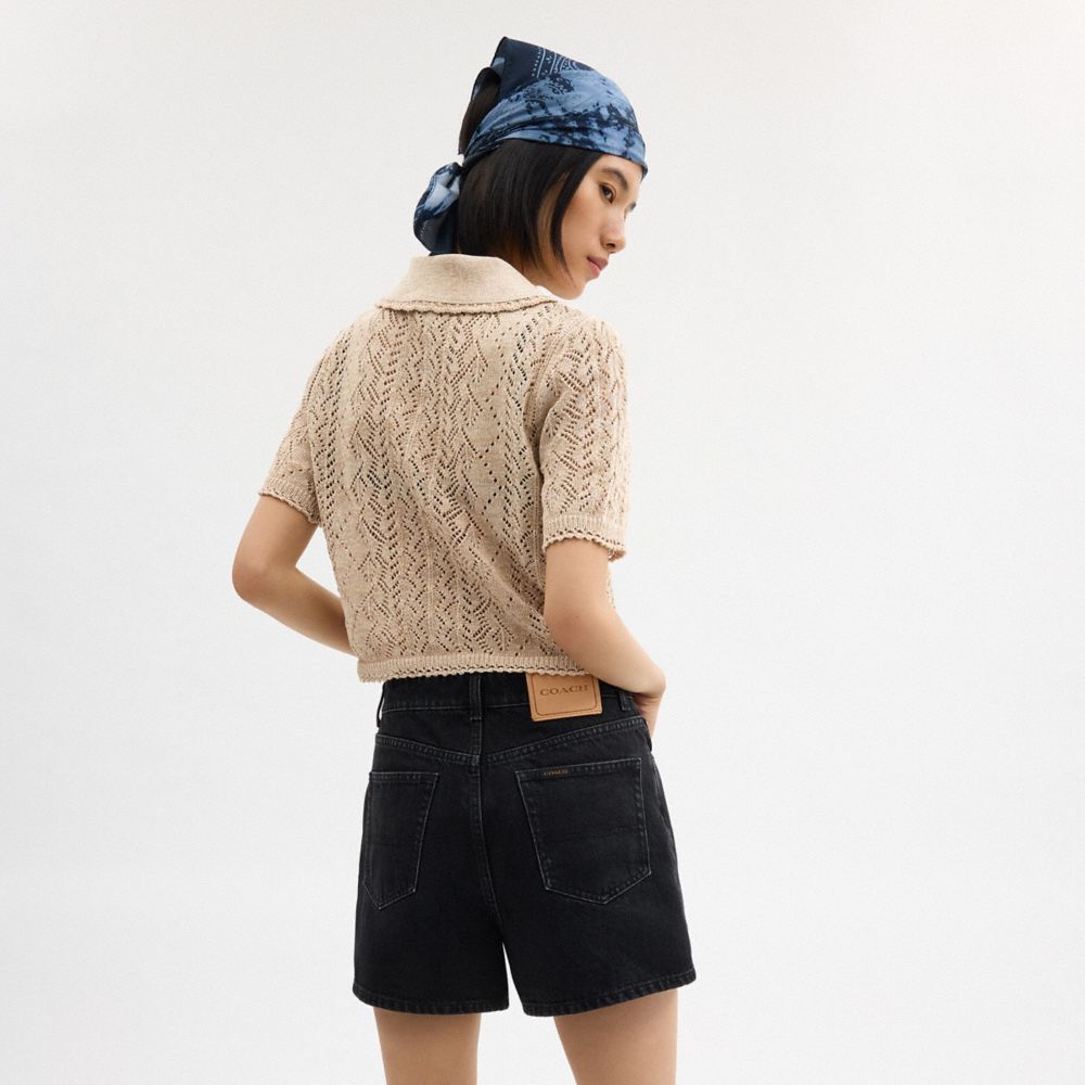 Coach Cropped Knit Polo Top Amarelas | COH865952