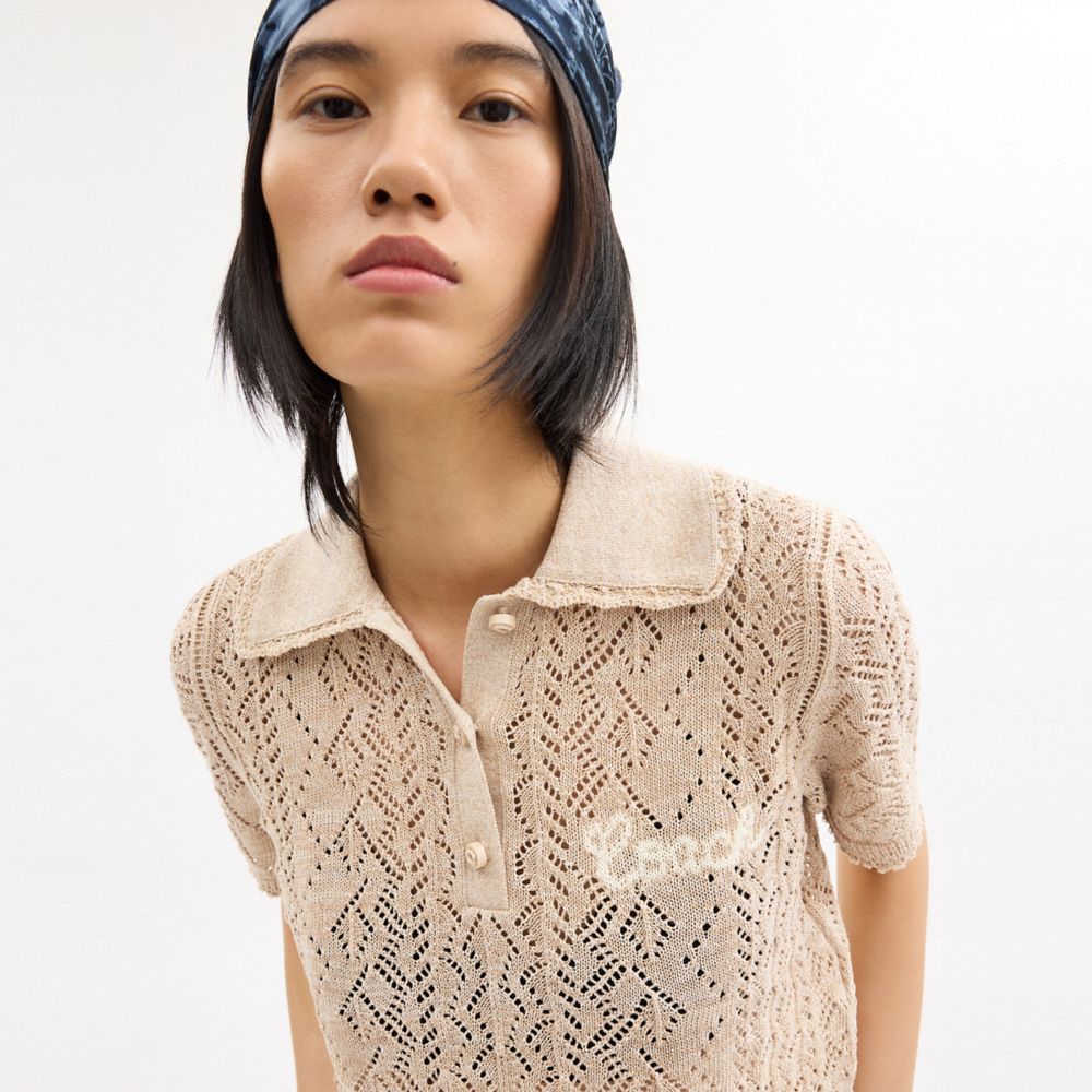 Coach Cropped Knit Polo Top Amarelas | COH865952