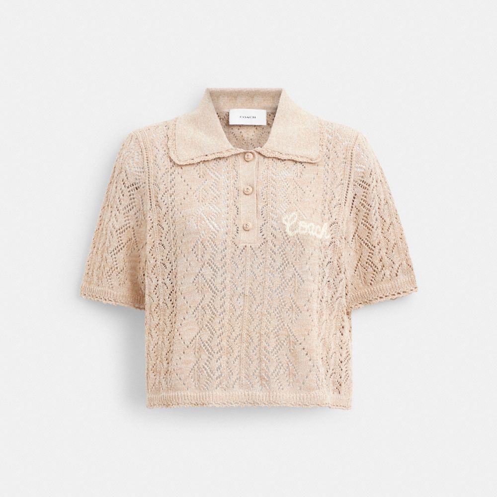 Coach Cropped Knit Polo Top Amarelas | COH865952