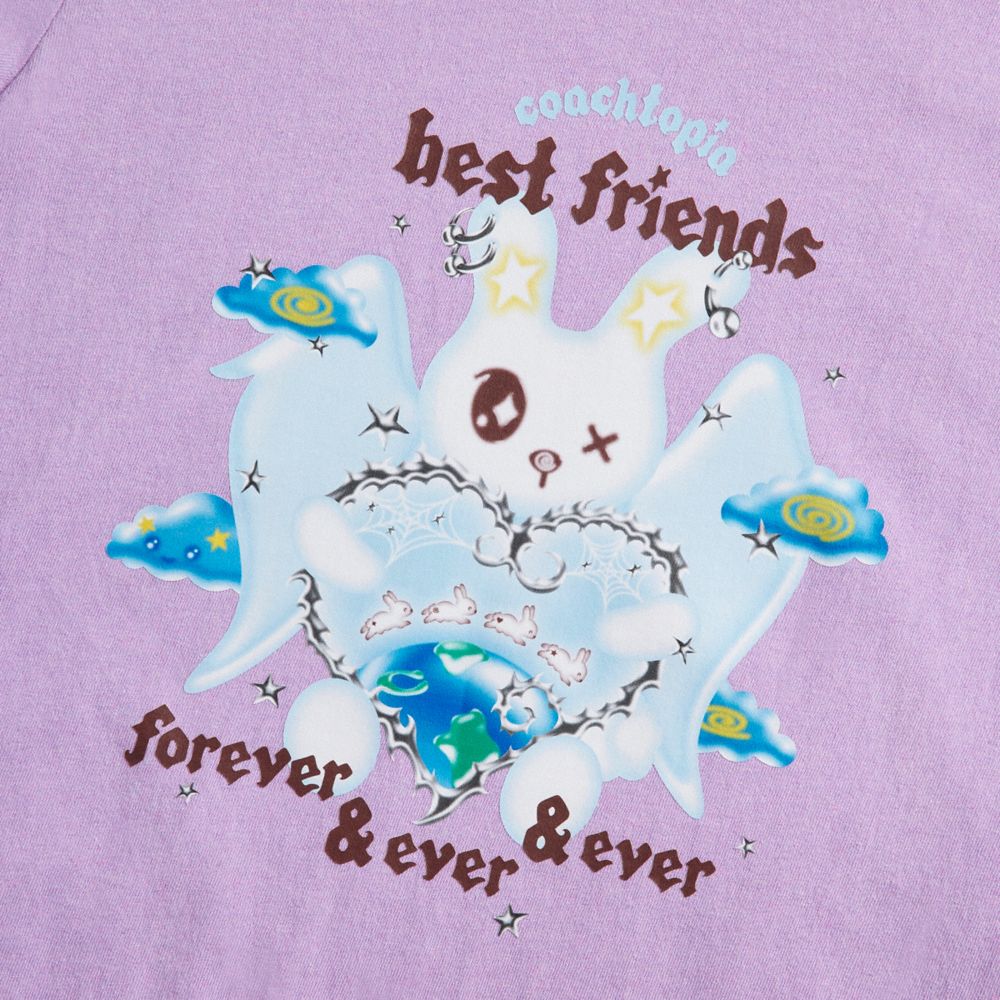 Coach Cropped Tee: Best Friends Bunny Roxo Multicoloridas | COH865971
