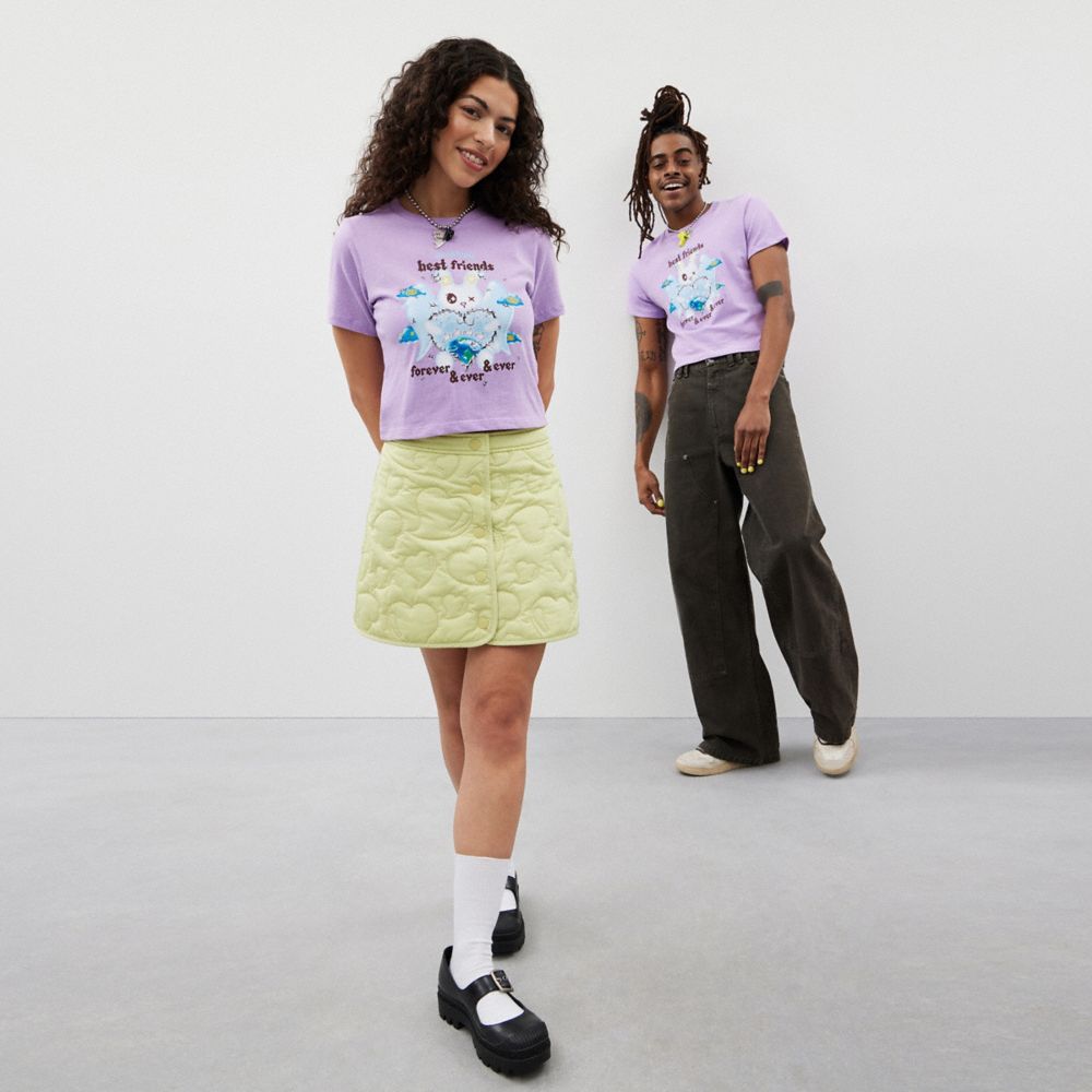 Coach Cropped Tee: Best Friends Bunny Roxo Multicoloridas | COH865971