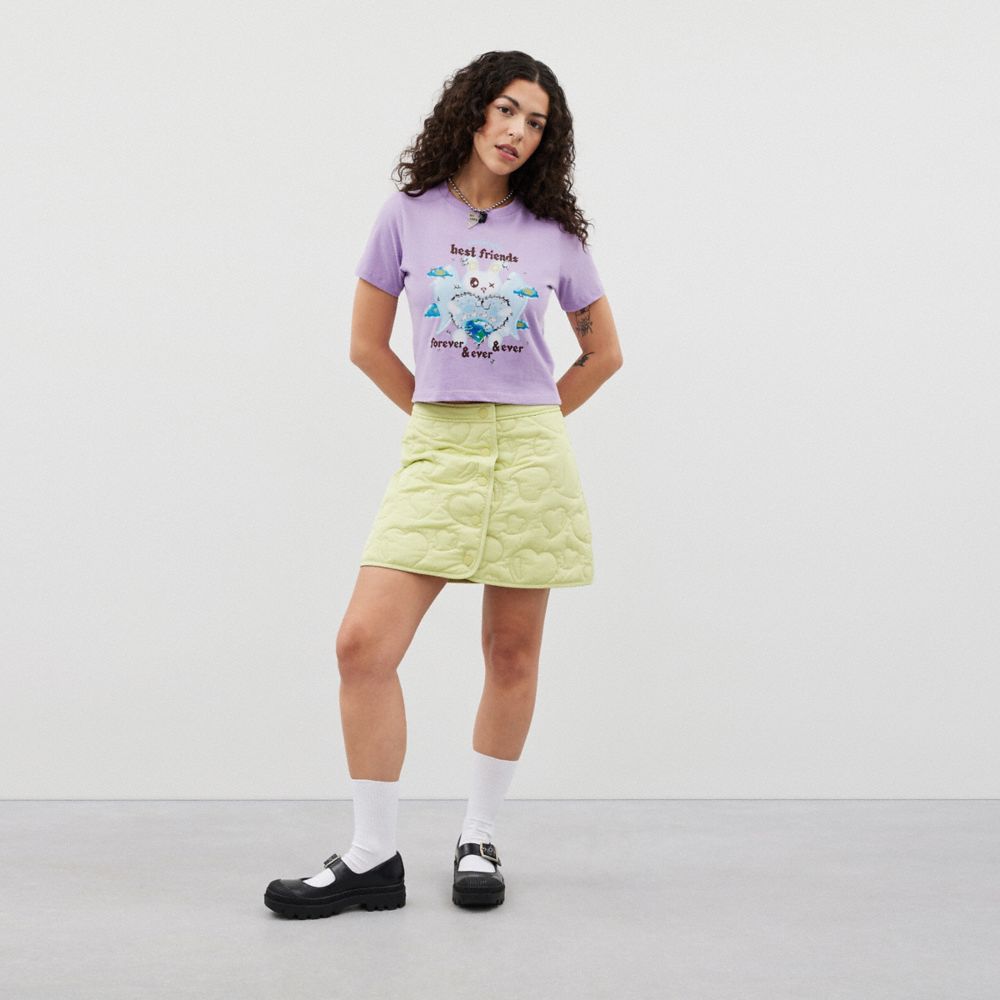 Coach Cropped Tee: Best Friends Bunny Roxo Multicoloridas | COH865971
