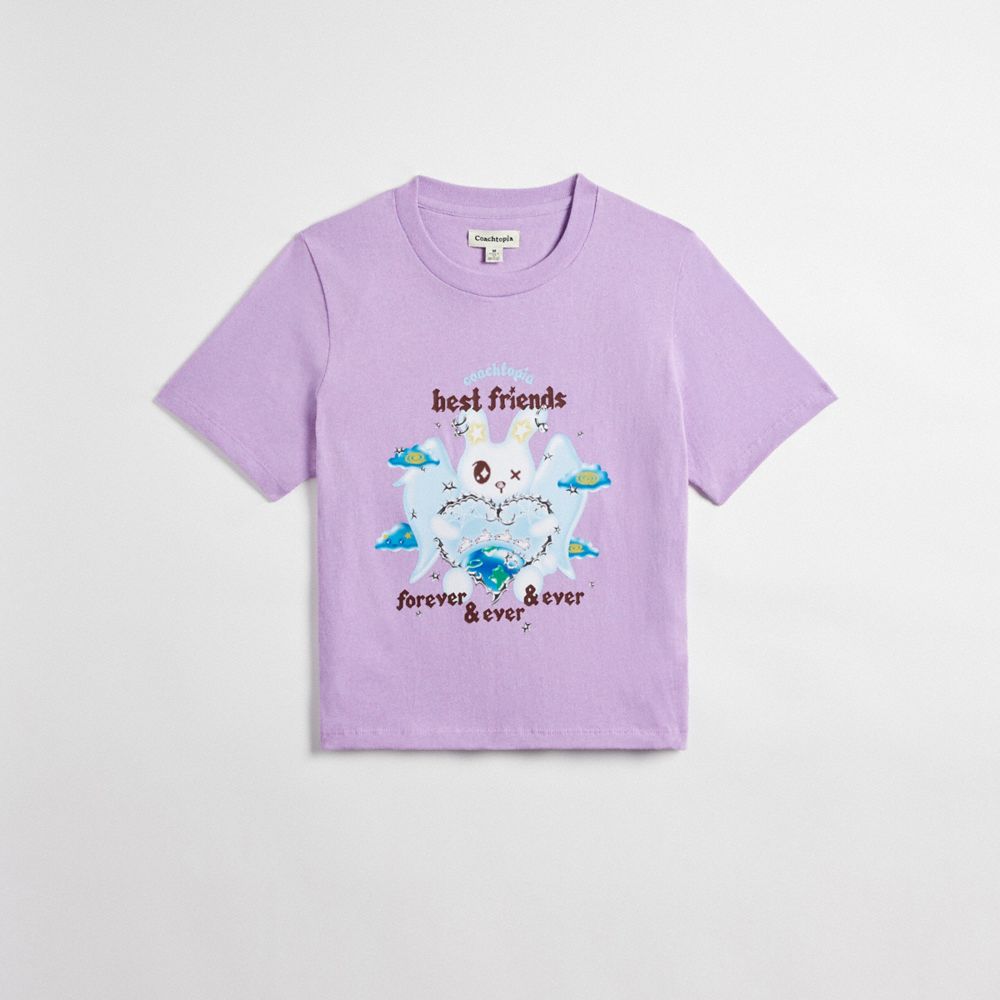 Coach Cropped Tee: Best Friends Bunny Roxo Multicoloridas | COH865971