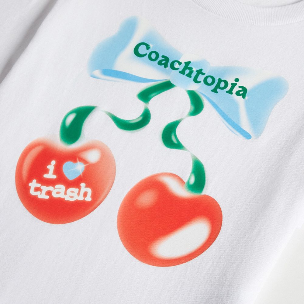 Coach Cropped Tee: Cherry Bow Branco | COH865974
