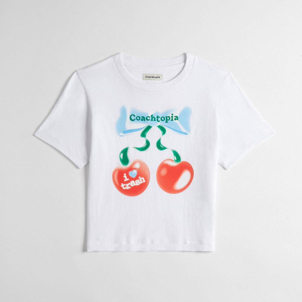 Coach Cropped Tee: Cherry Bow Branco | COH865974