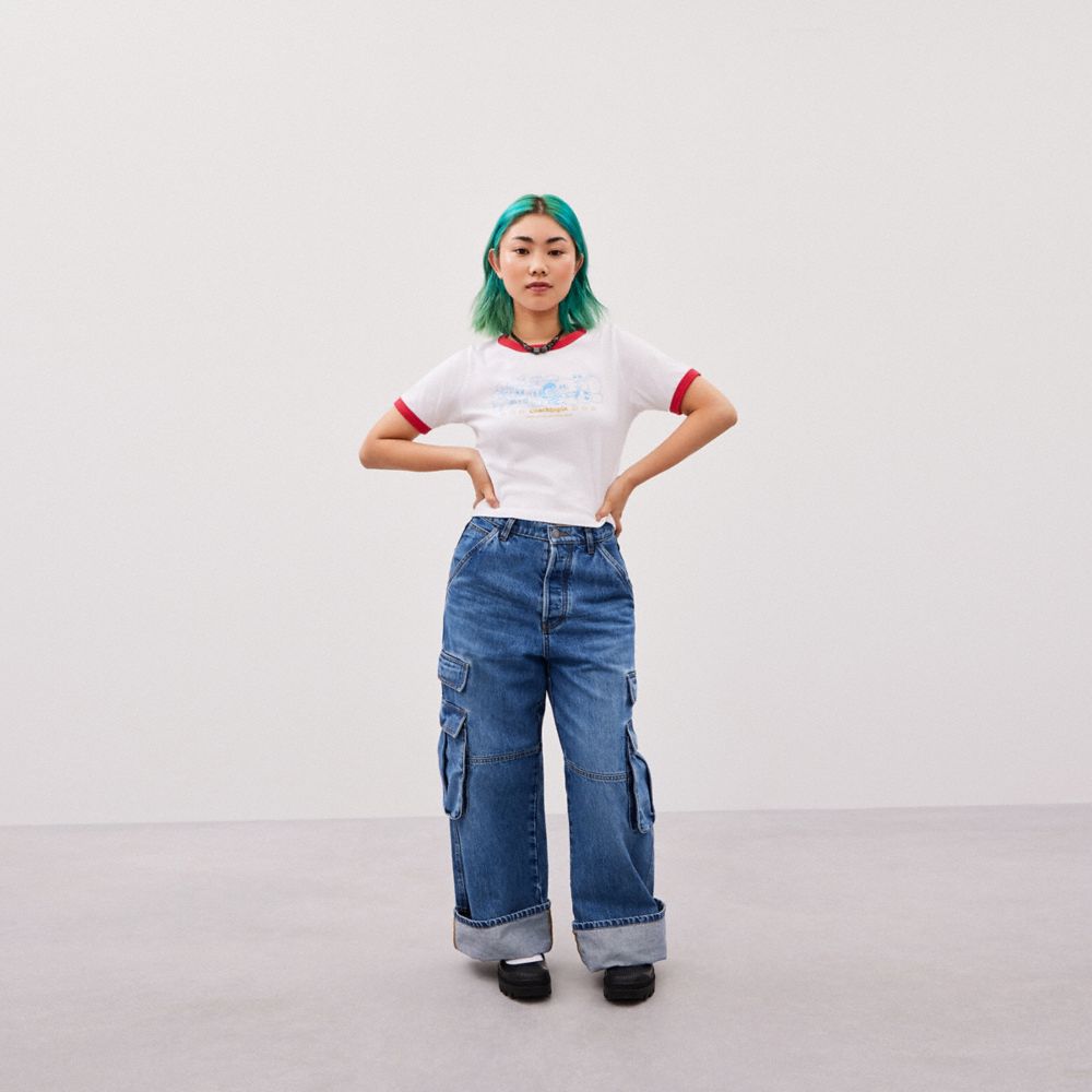 Coach Cropped Tee: Coachtopia Creatures Branco Vermelhas Multicoloridas | COH865970