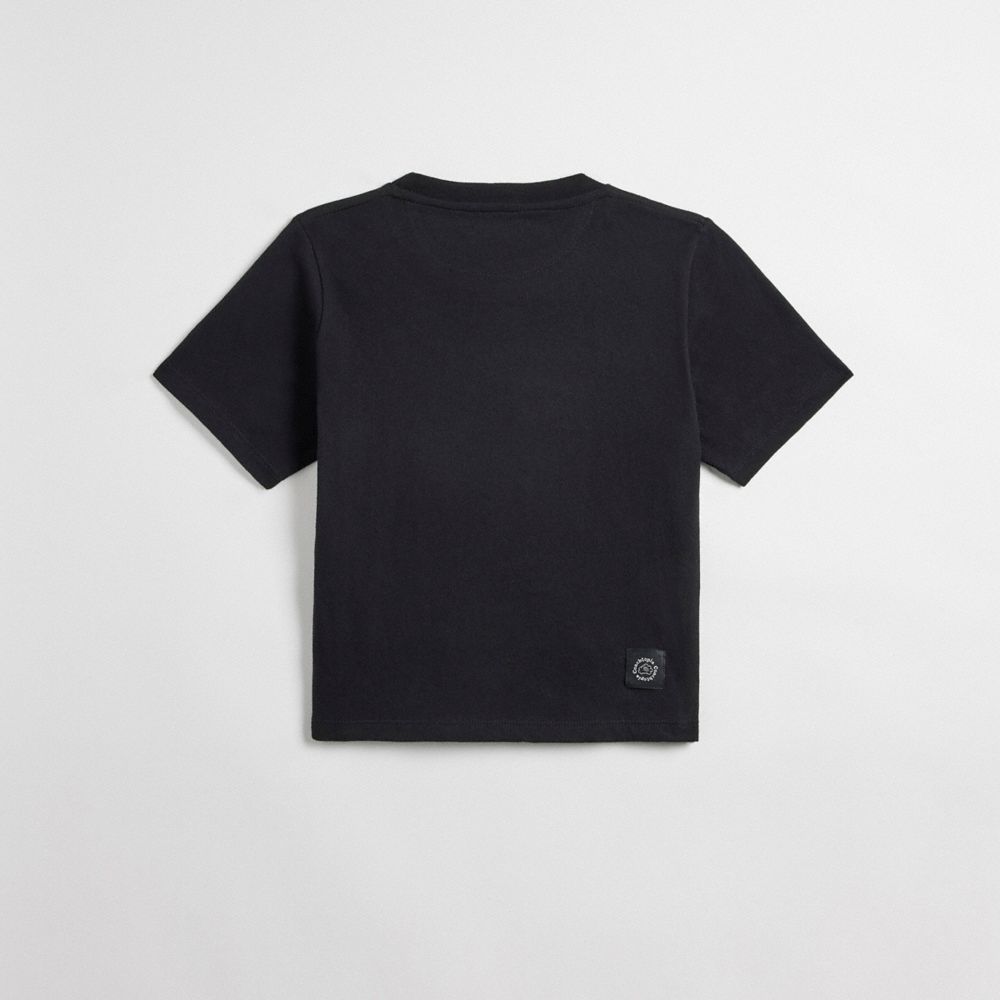 Coach Cropped Tee: Floating Heart Pretas | COH865973