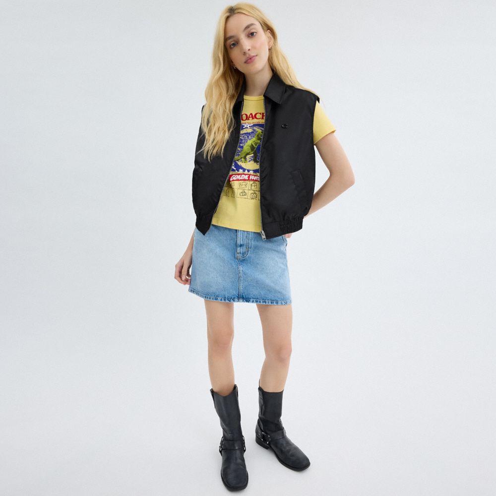 Coach Cropped Vest In Recycled Nylon Pretas | COH865922