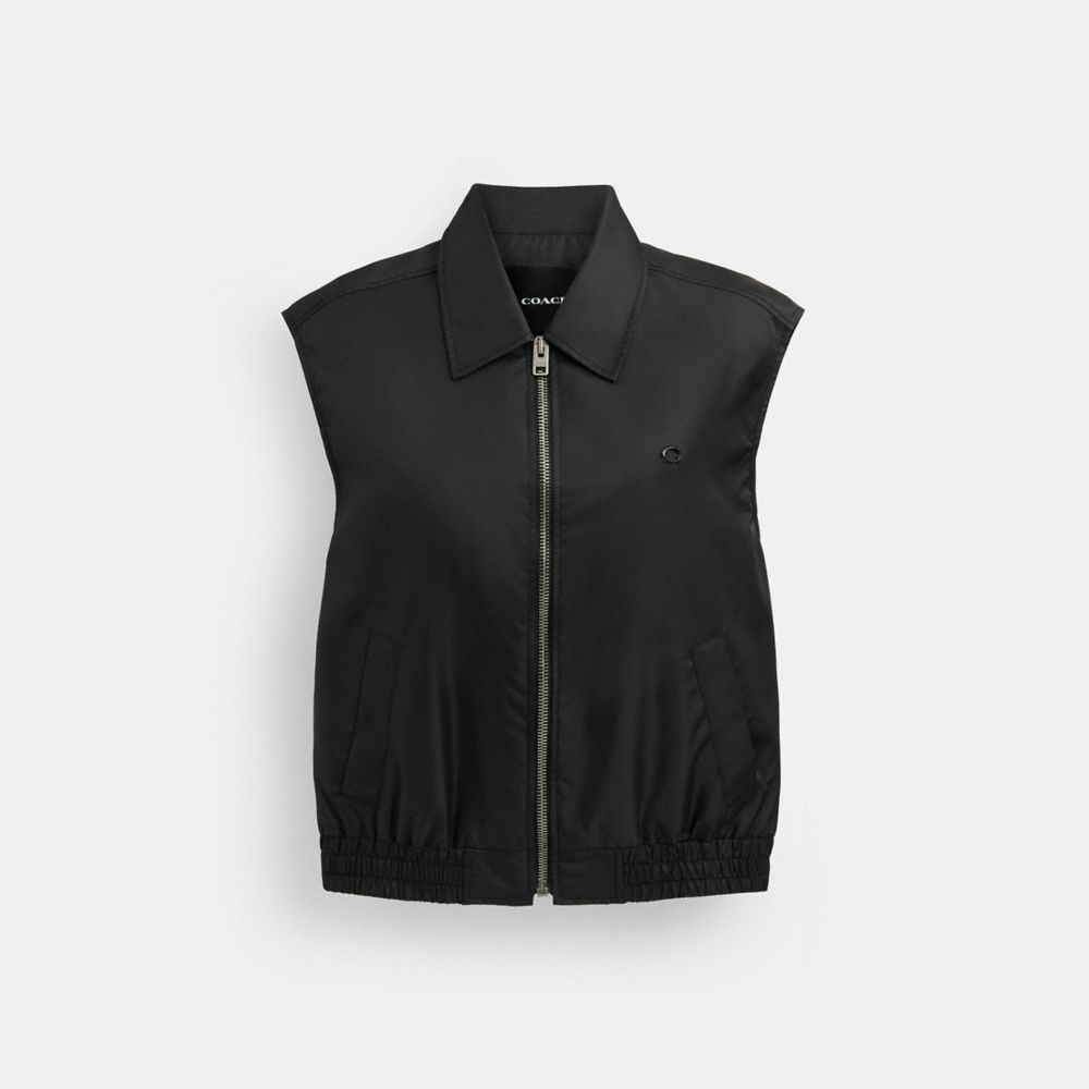 Coach Cropped Vest In Recycled Nylon Pretas | COH865922