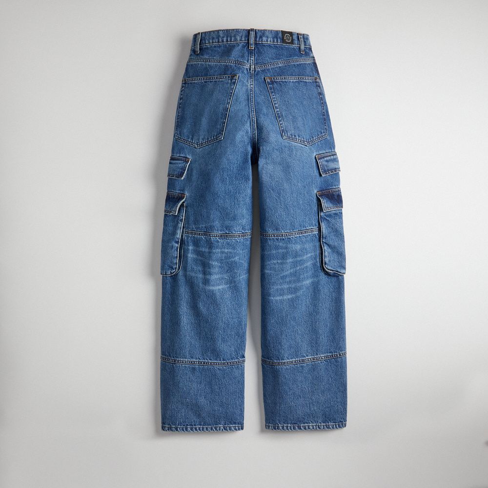 Coach Denim Cargo Pant In 31% Recycled Cotton Azuis | COH866936