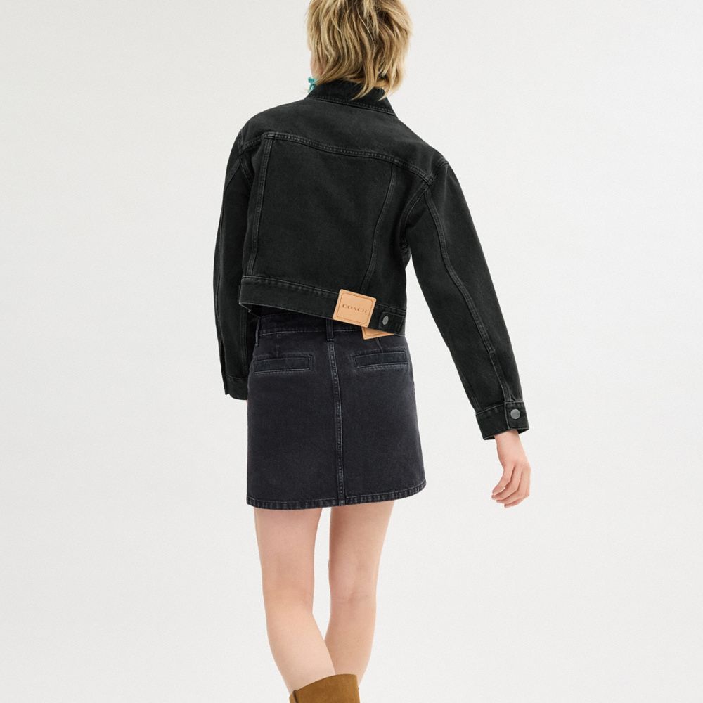 Coach Denim Crop Jacket In Organic Cotton Pretas | COH865921
