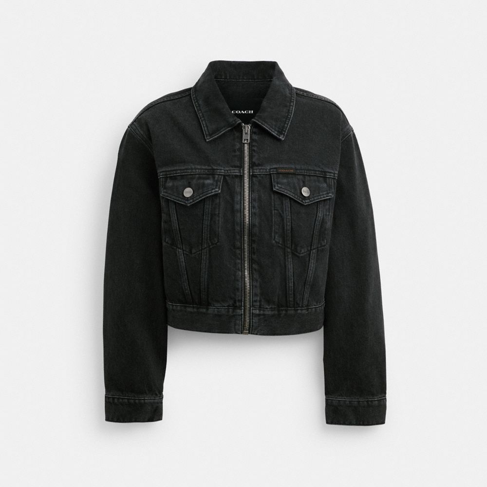Coach Denim Crop Jacket In Organic Cotton Pretas | COH865921